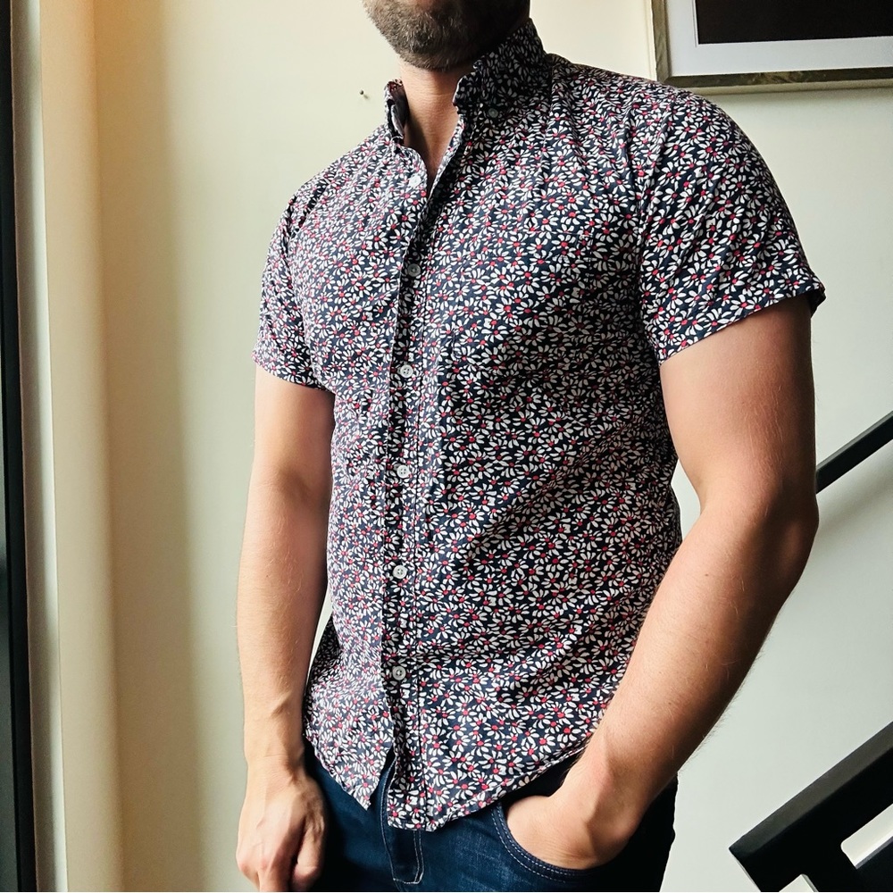 J. Crew Floral Print Short Sleeve Button Down